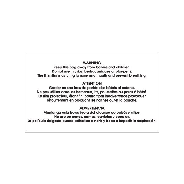 Bsc Preferred 3 x 5'' - ''Warning - Keep this Bag Away.'' Label BUY00039366 - main